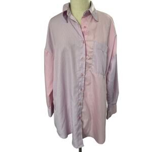 Sunday Up Pink Striped Button Down Shirt Dress